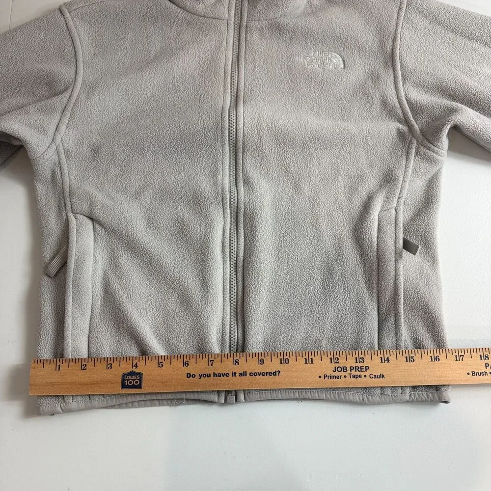 The North Face Girls Fleece Jacket Zip Up Light Gray Size M